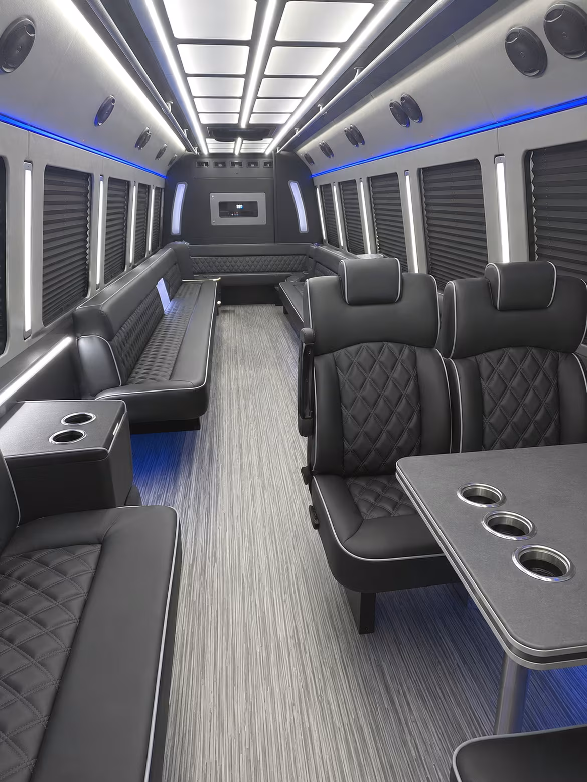 bloomfield 25 passenger party bus inside