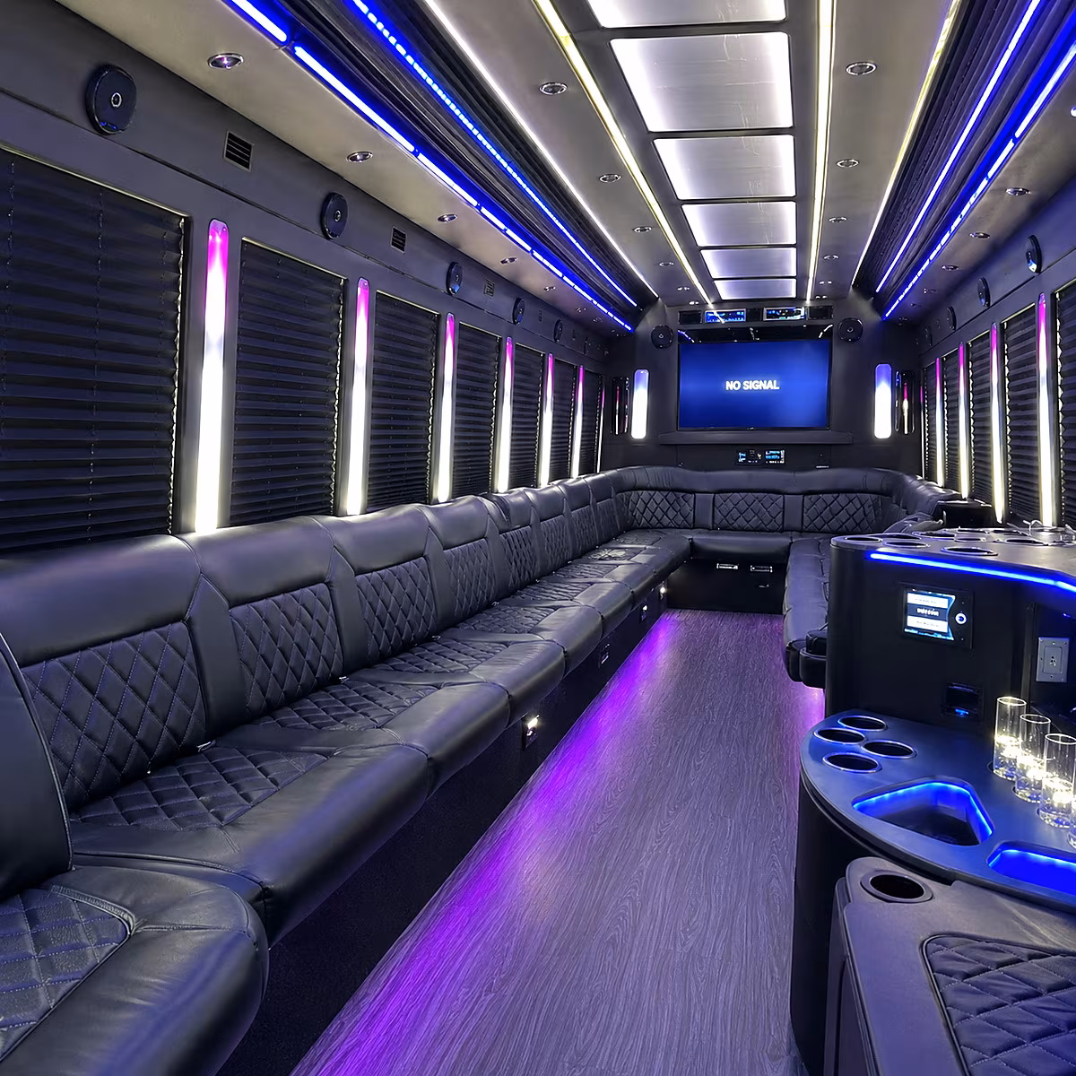 bloomfield 30 passenger party bus inside