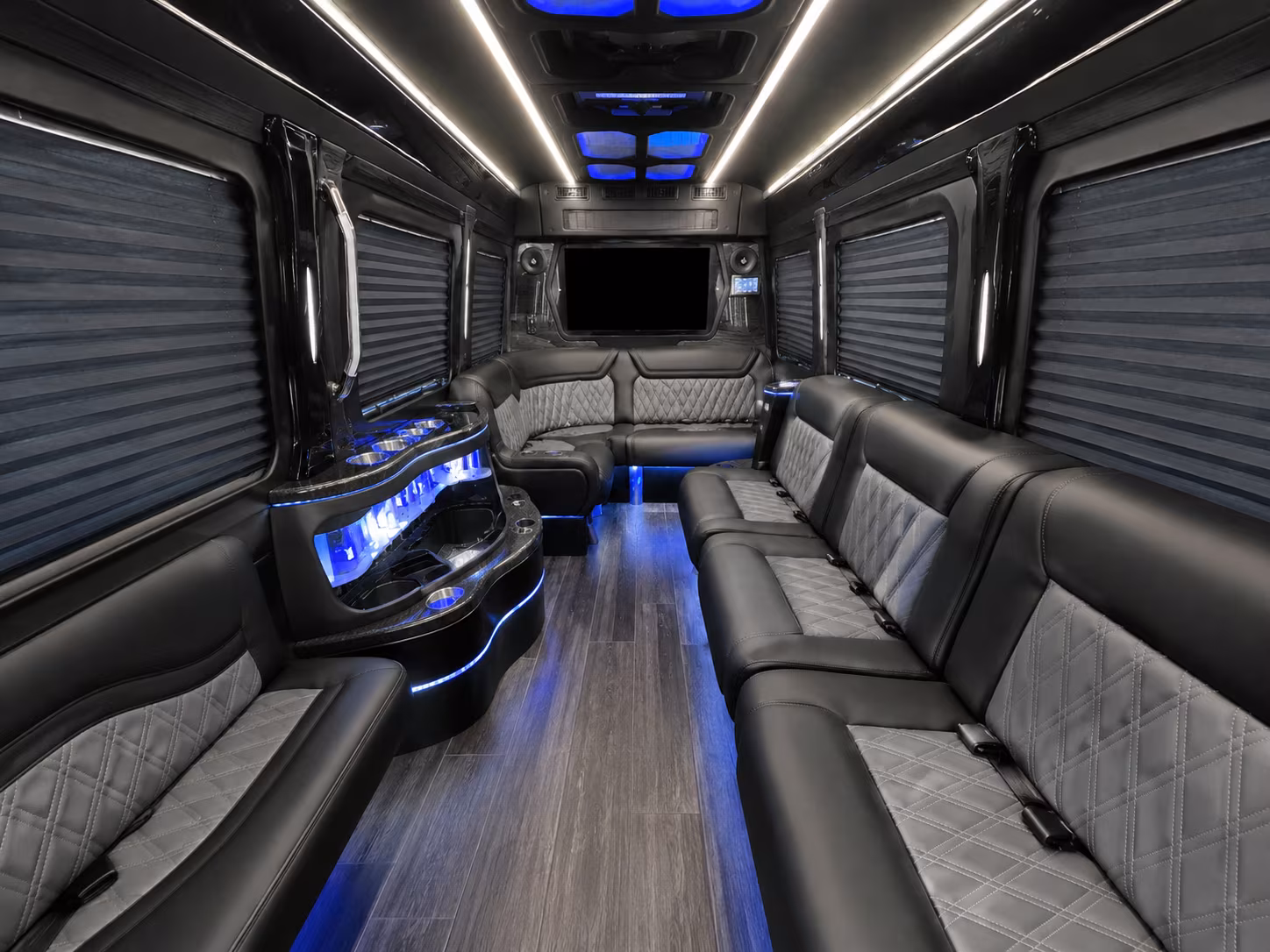 bloomfield 40 passenger party bus inside