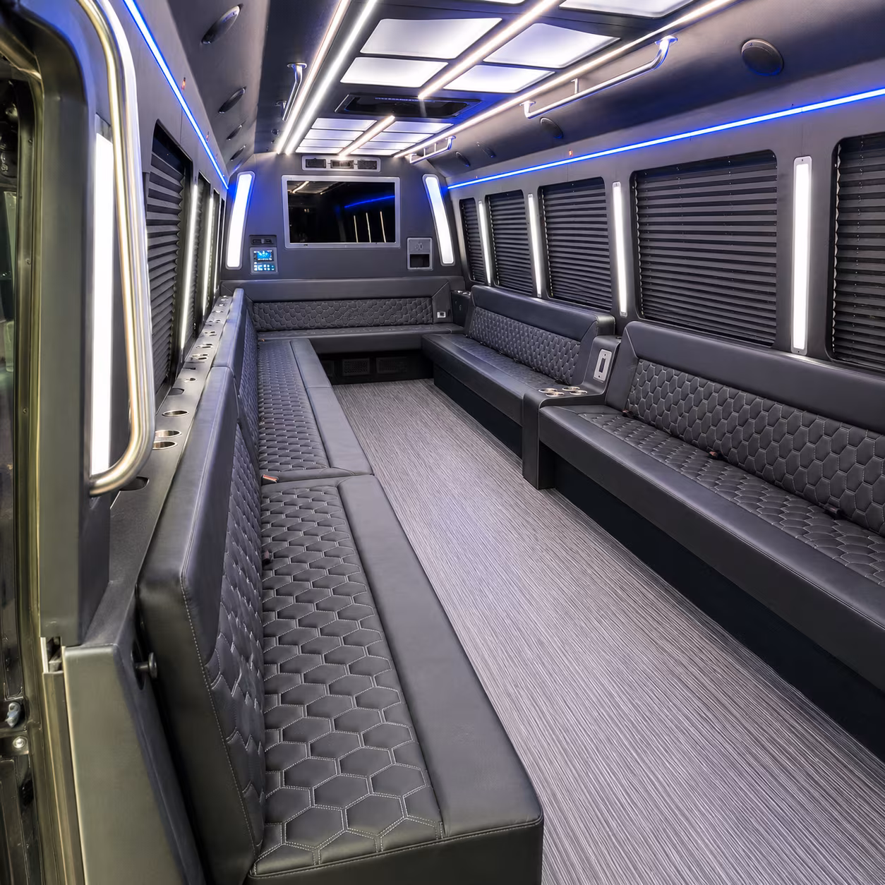 bloomfield 40 passenger party bus interior